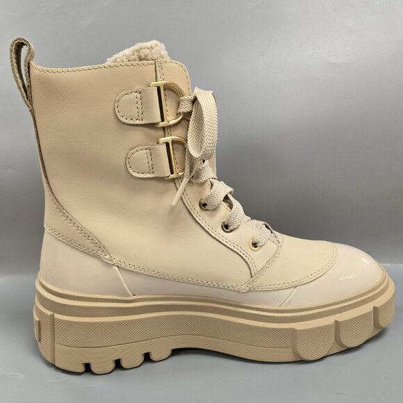 SOREL Caribou X Cozy Lace Up Boot Bleached Ceramic Oatmeal Beige Size 8 - Picture 5 of 15